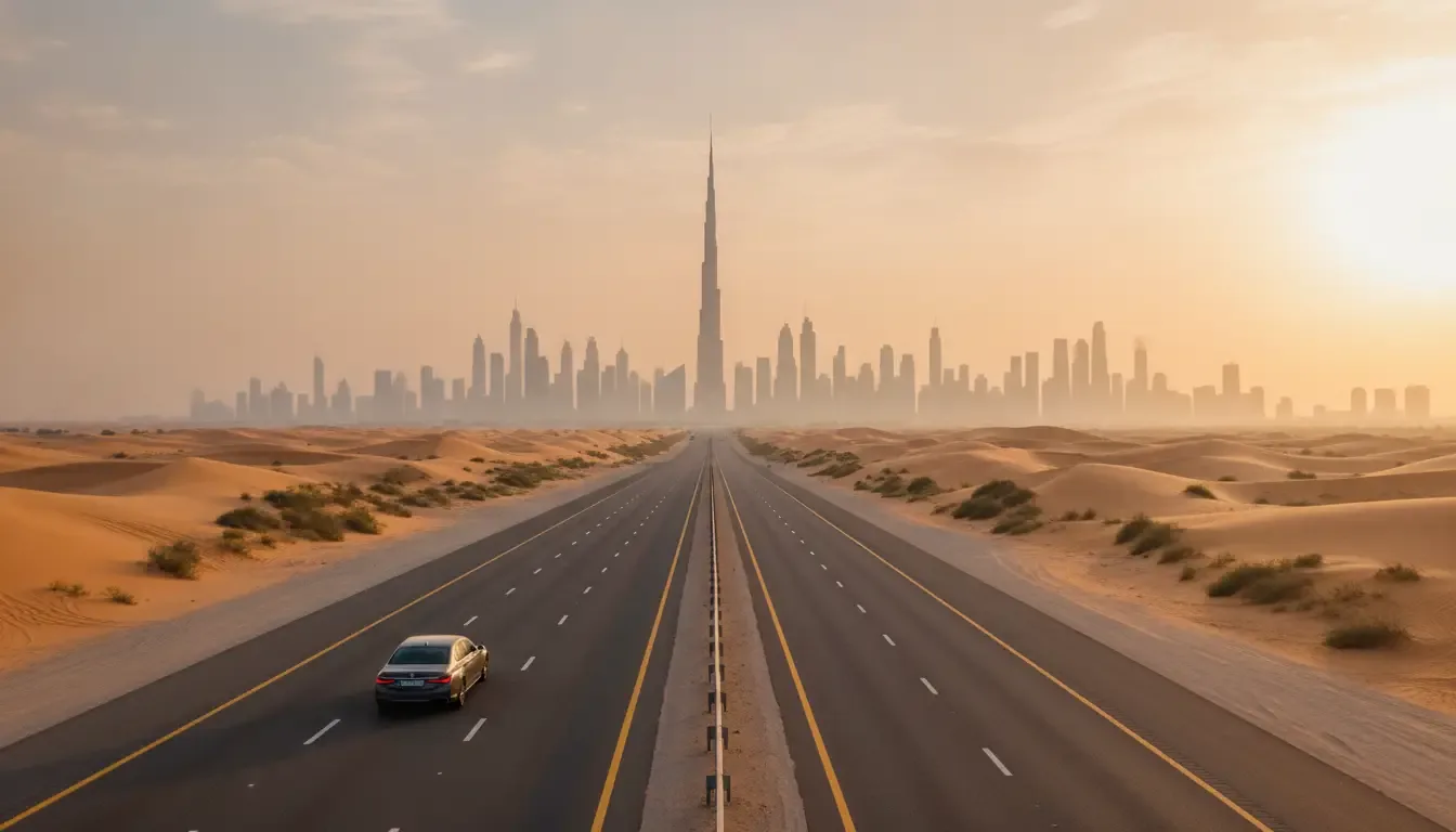 AI illustration: Abu Dhabi to Dubai, UAE