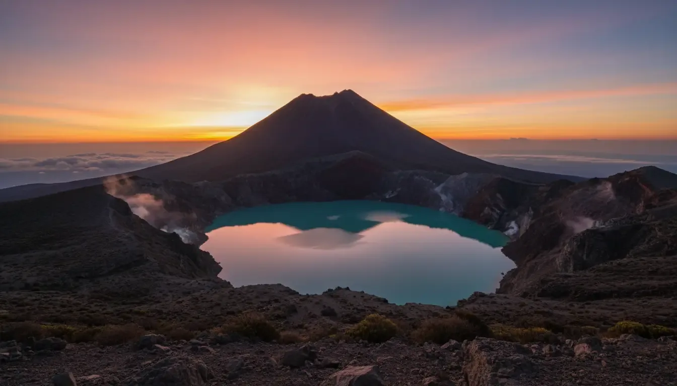 AI illustration: Mount Batur, Kintamani, Bali, Indonesia