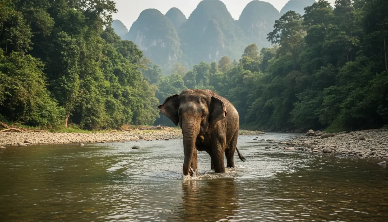 AI illustration: Kanta Elephant Sanctuary, Chiang Mai Province, Thailand — Kanta Elephant Sanctuary Half-Day Visit