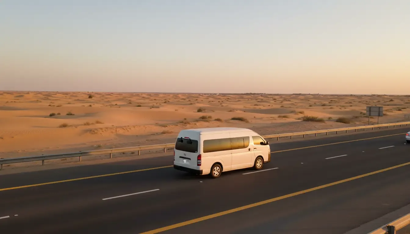 AI illustration: Dubai to Abu Dhabi, Sharjah, Ras Al Khaimah or Fujairah, UAE