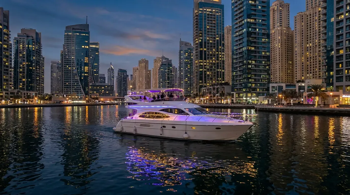 AI illustration: Dubai Marina, Dubai, UAE (boarding point confirmed at booking)