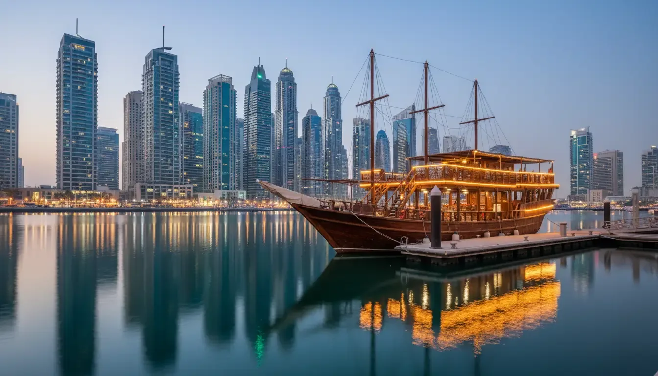 AI illustration: Pier 7, Dubai Marina, Dubai, UAE