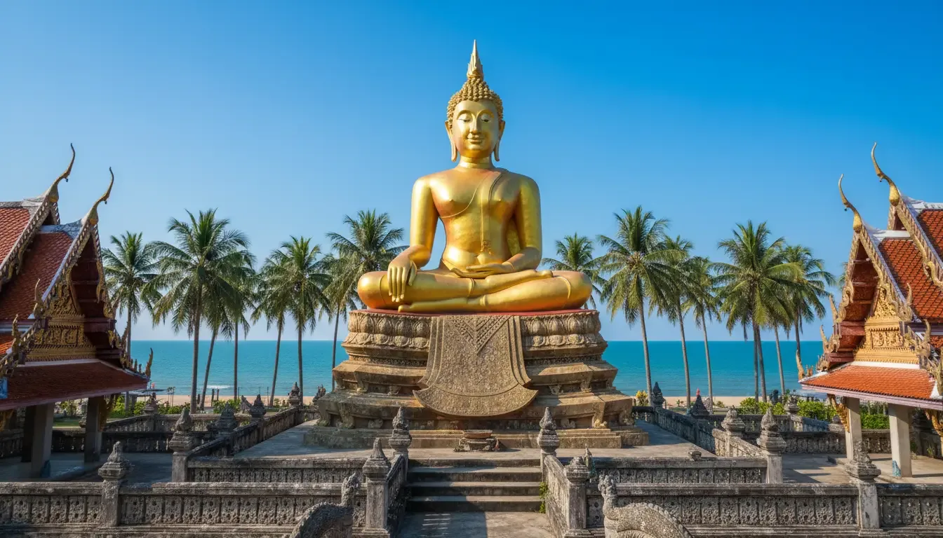 AI illustration: Big Buddha, Wat Plai Laem and Hin Ta Hin Yai, Koh Samui, Thailand