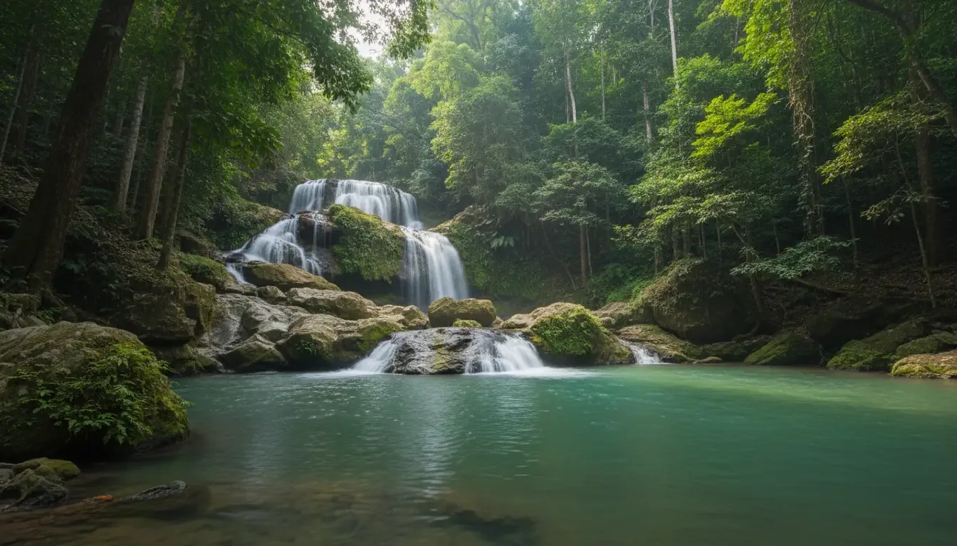 AI illustration: Kanching Recreational Forest and Batu Caves, near Kuala Lumpur