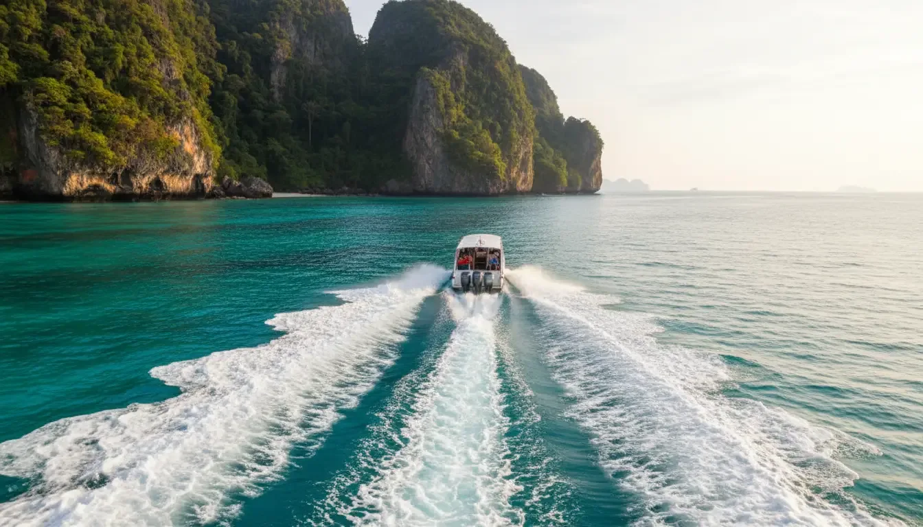 AI illustration: Phi Phi Islands, from Phuket, Thailand